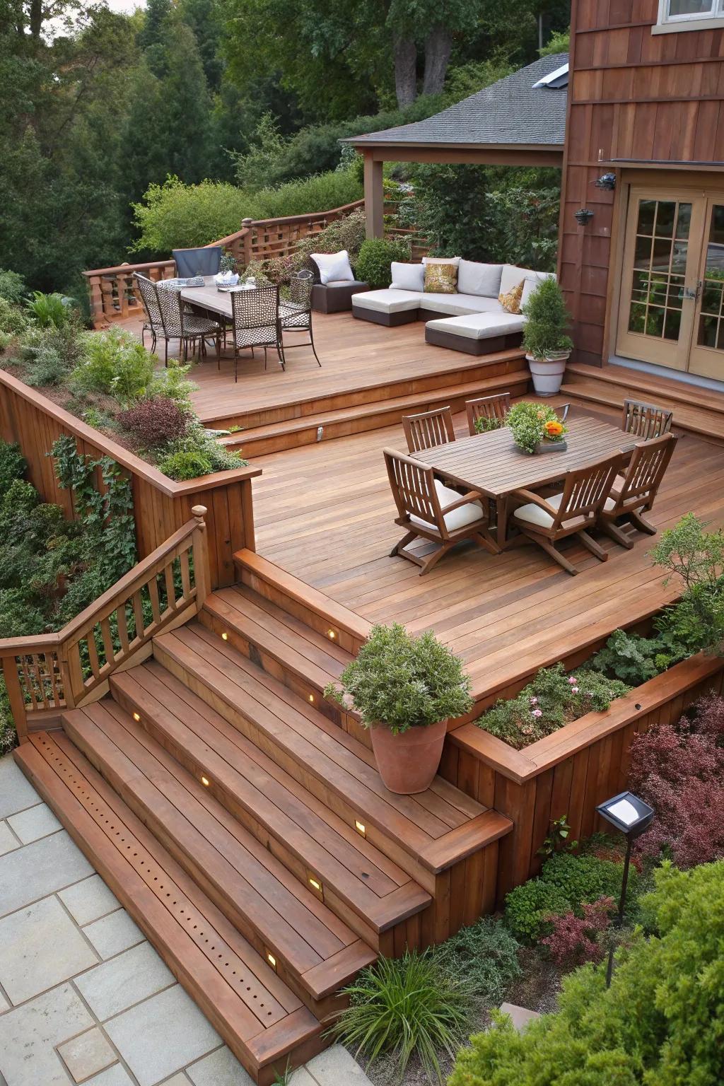 A multi-level deck adds dimension and style.