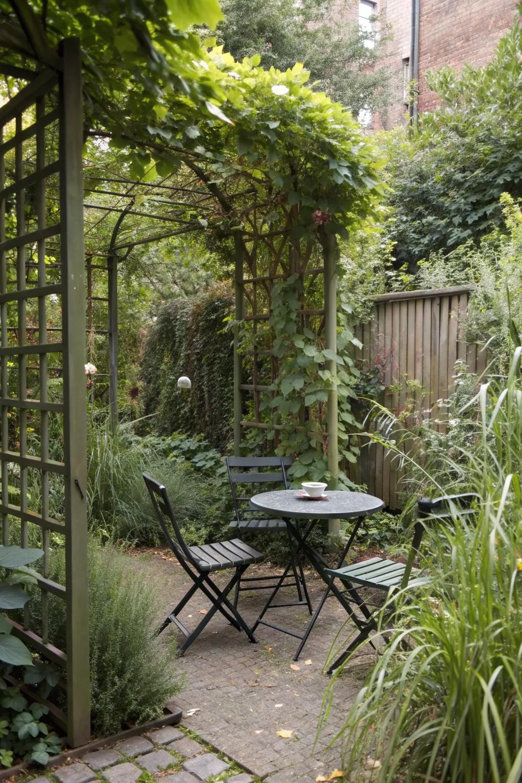 A private garden nook for personal relaxation.