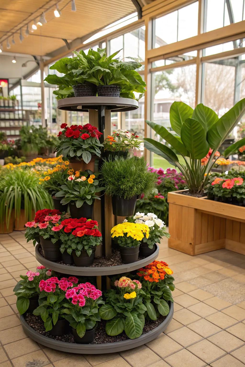 Tiered arrangements add visual interest and depth.
