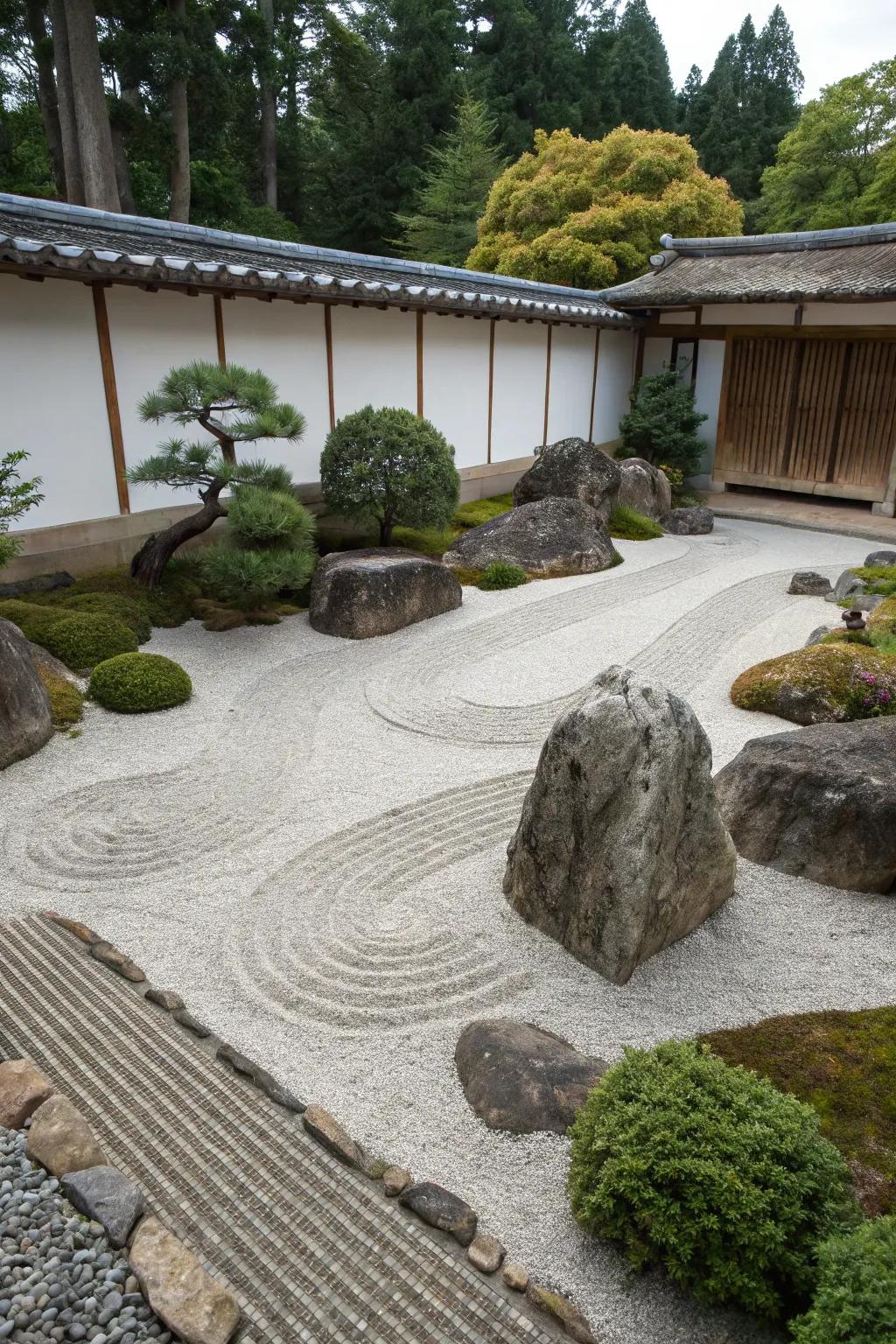 A Zen garden brings peace and serenity to your front yard.