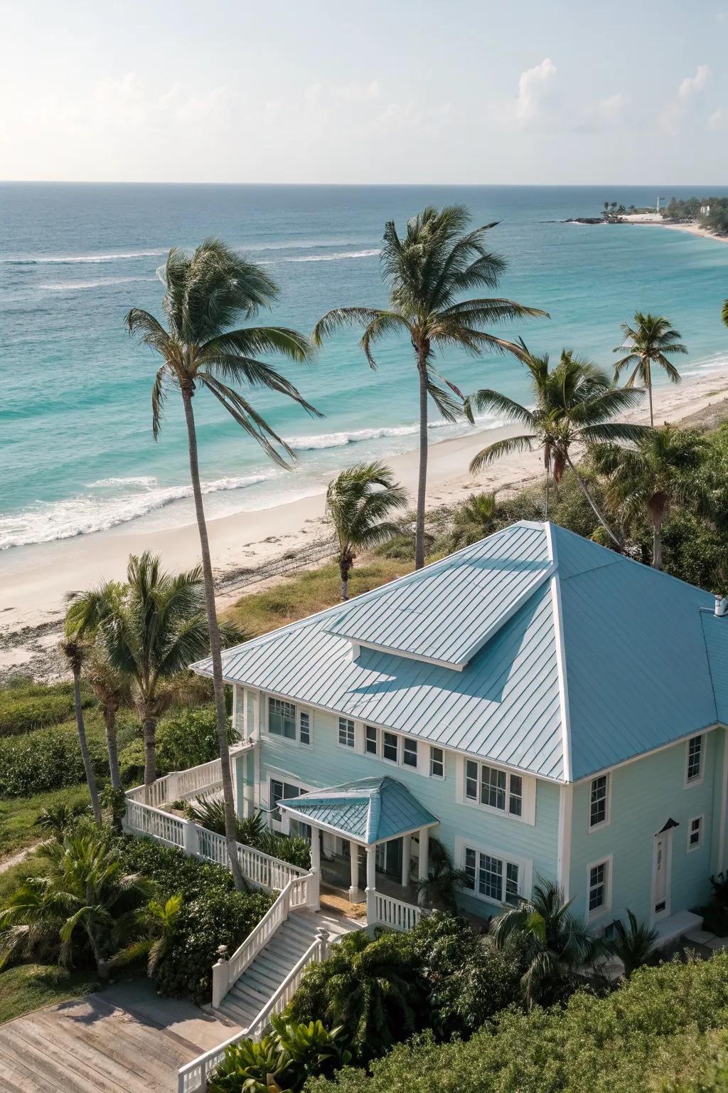 Bring tranquility home with a blue roof.