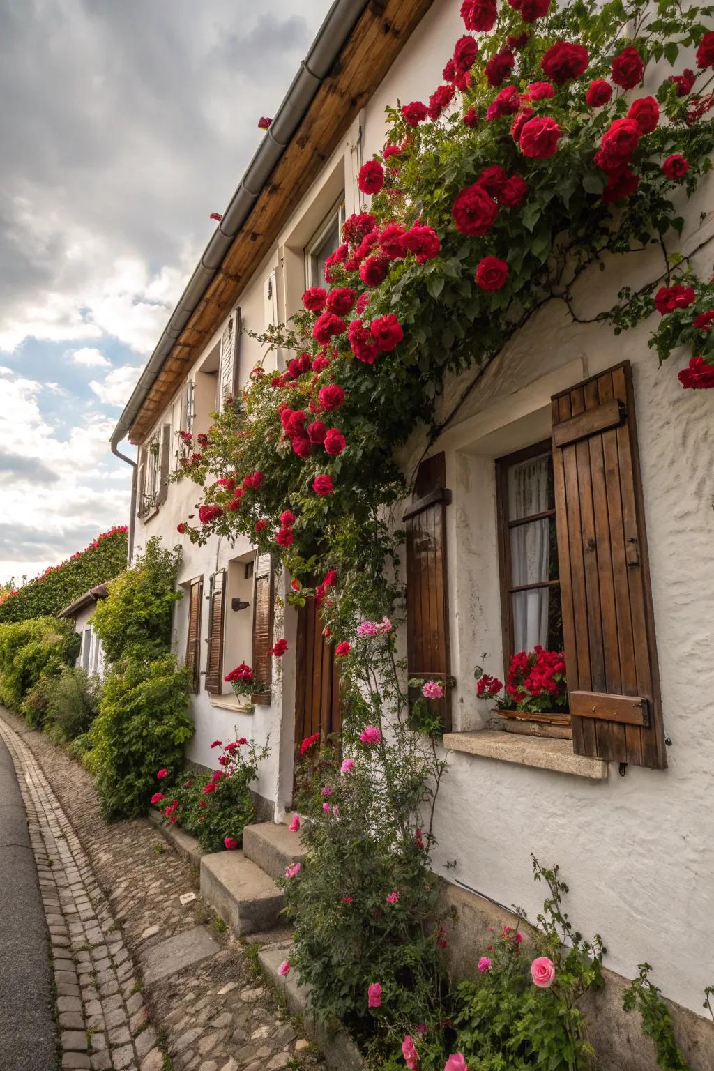 Add charm with roses accentuating your home's facade.