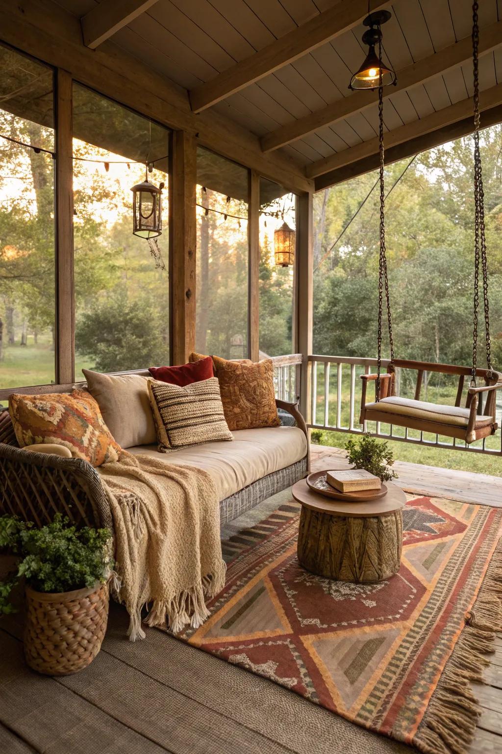 Textiles add warmth and texture to the space.
