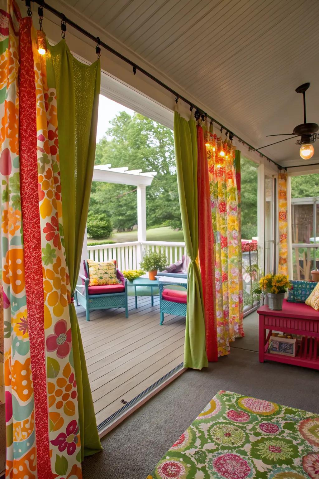 Patterned curtains add a splash of color and personality.