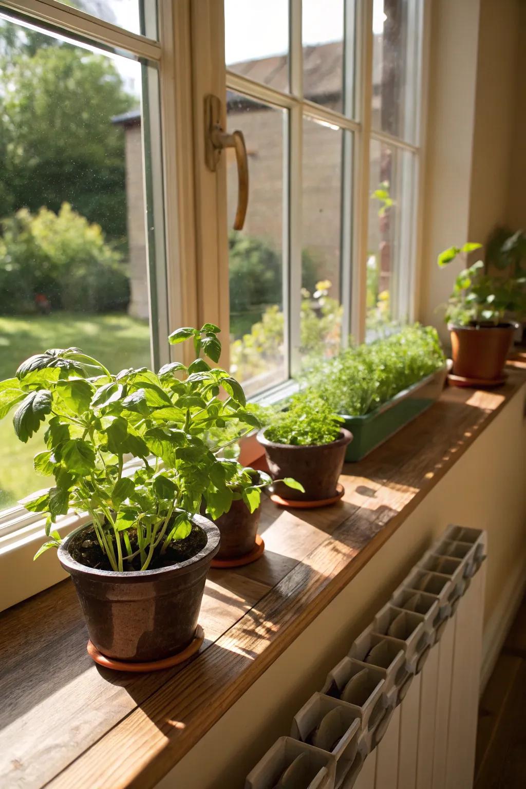 A thriving mini herb garden that adds freshness and flavor to your home.