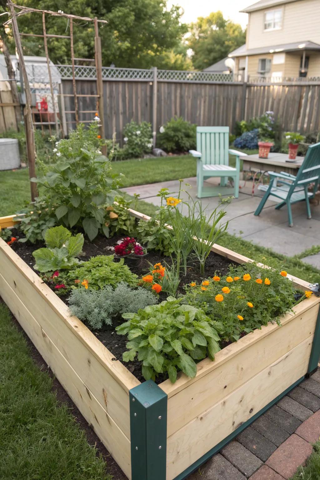 Raised garden beds allow children to engage directly with planting and gardening.