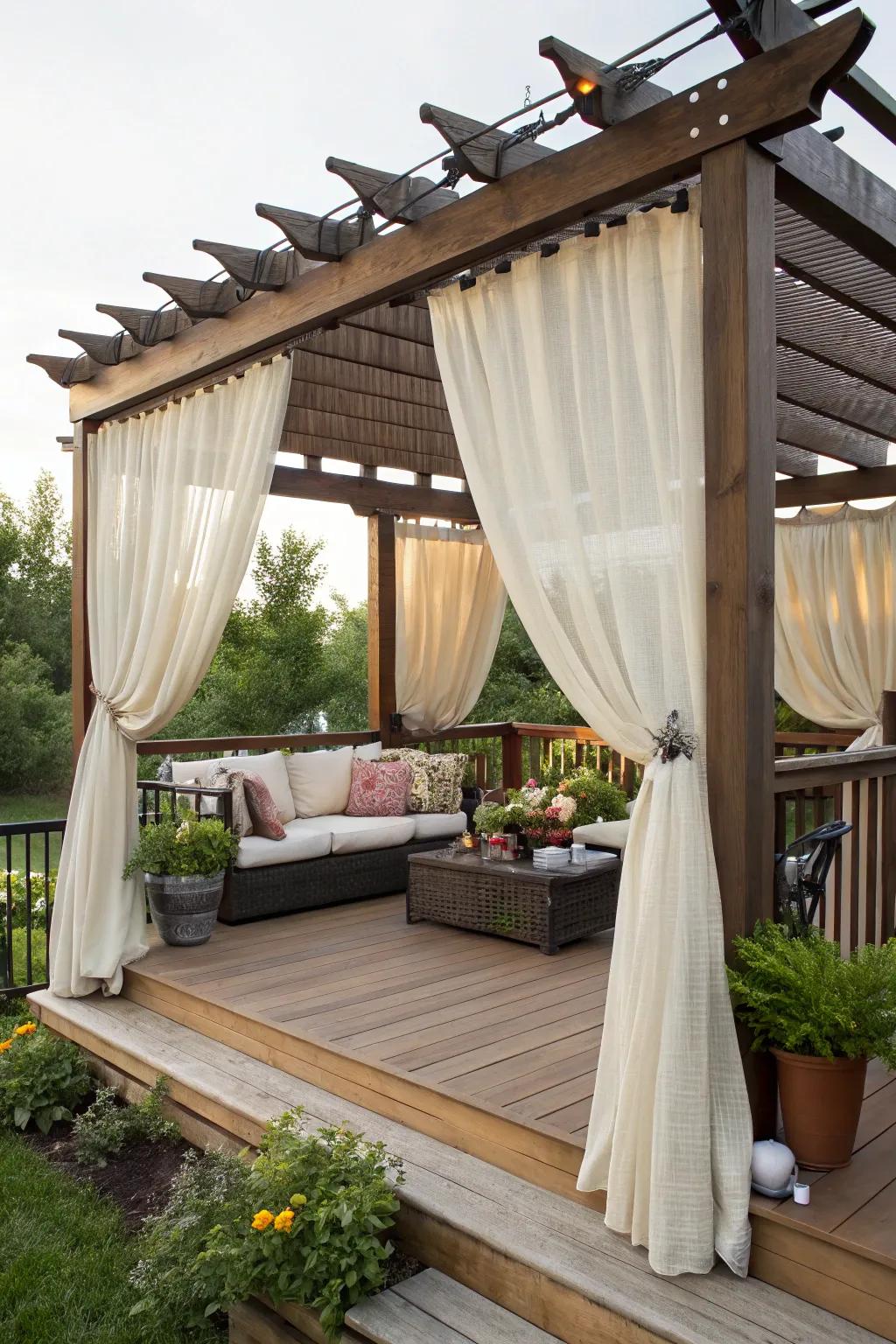 Outdoor curtains add elegance and privacy to your deck.