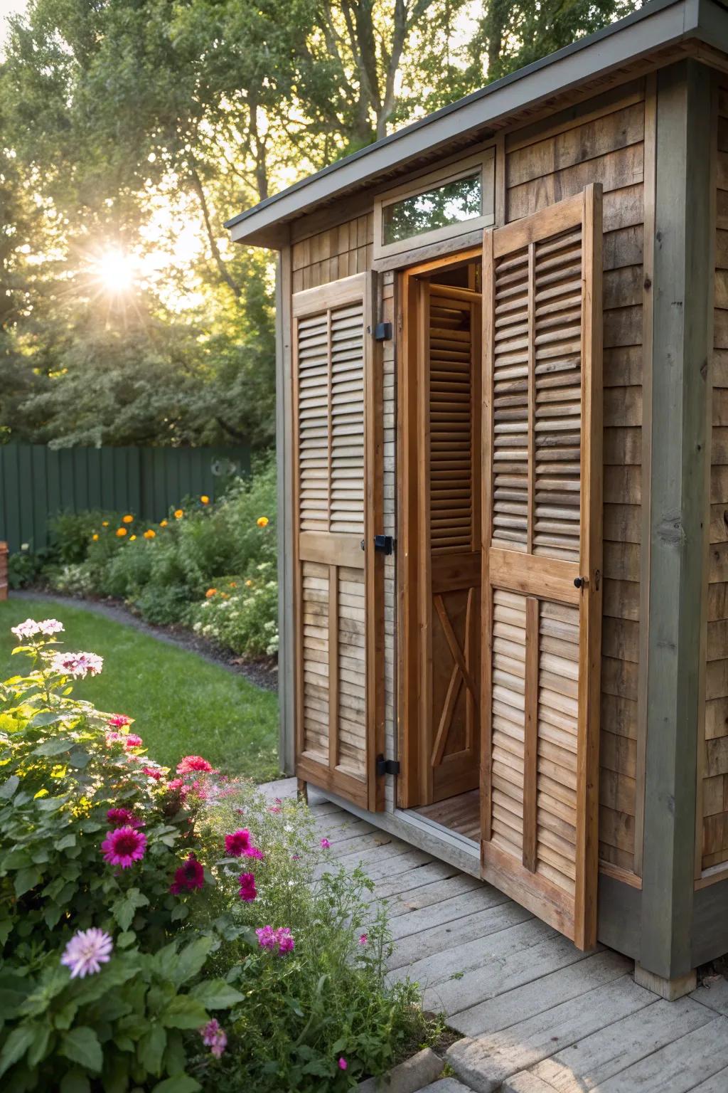 Functional shutters offer both style and utility.