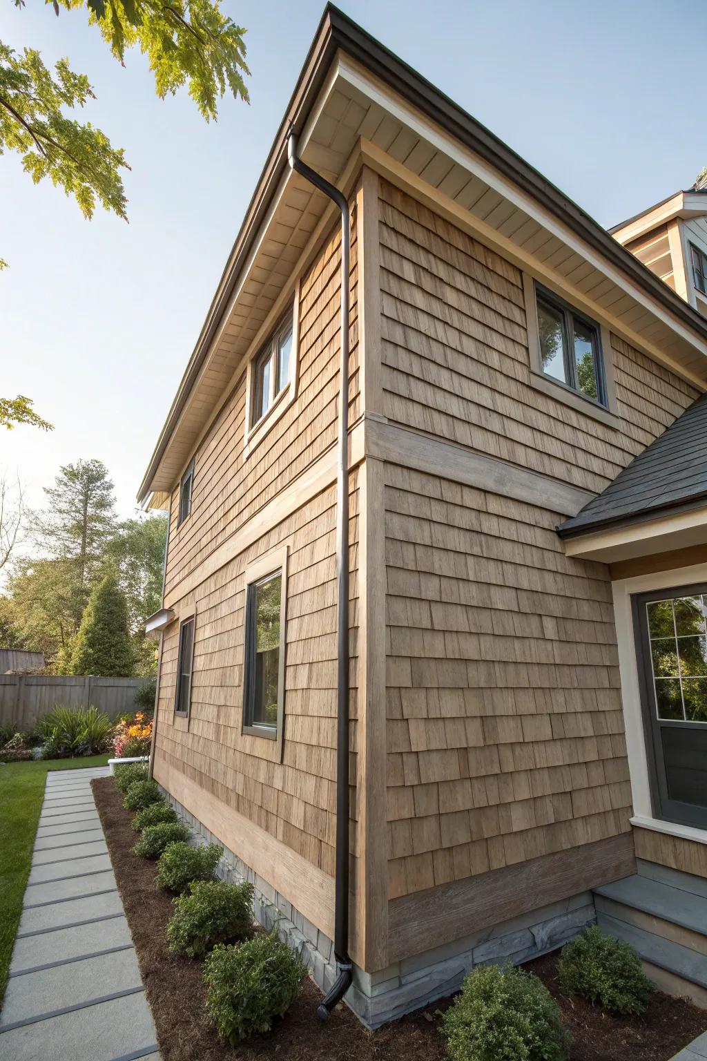 Low-maintenance beauty with fiber cement shingles.
