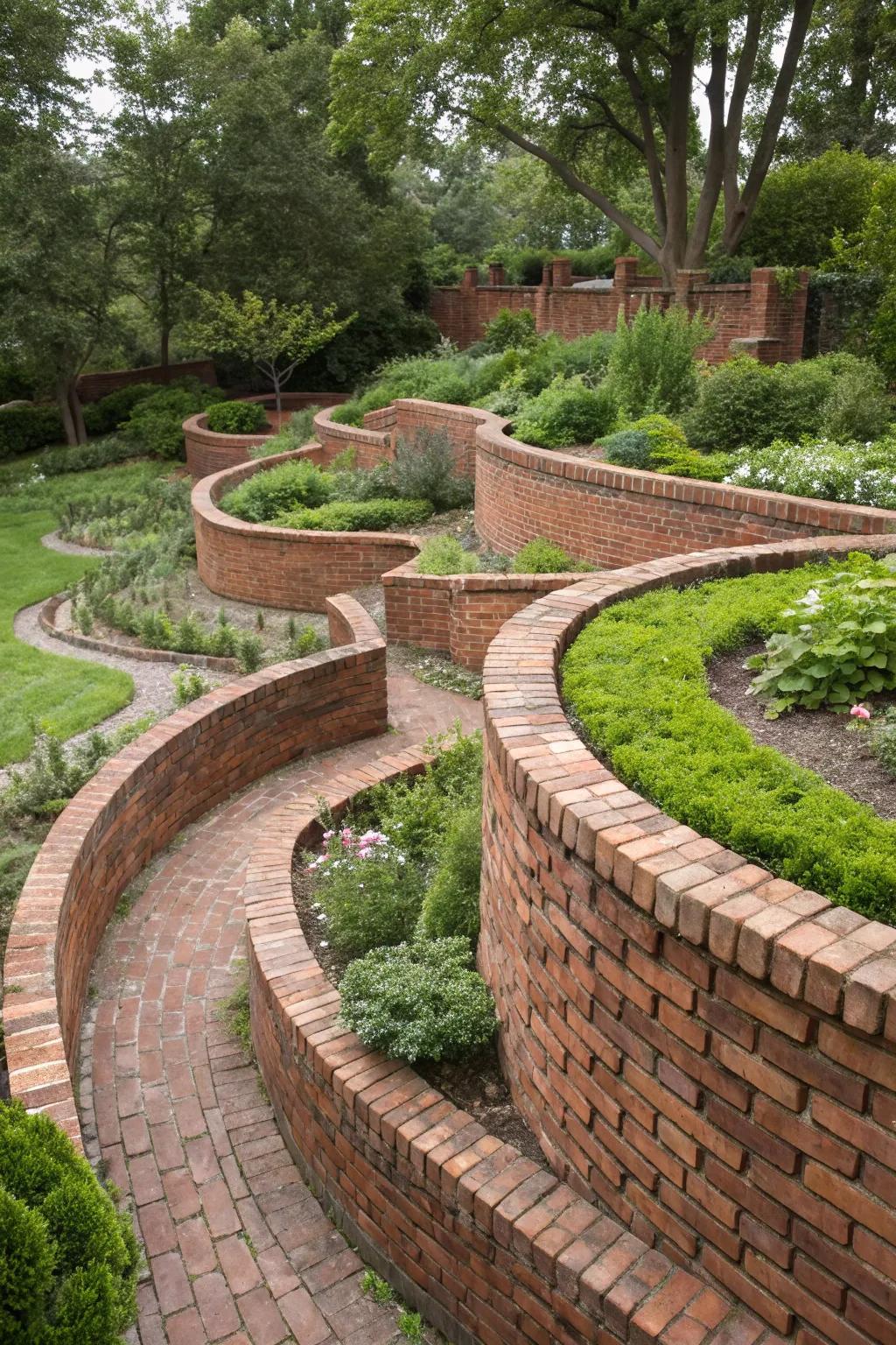 Bring dynamic style to your garden with varied brick wall designs.