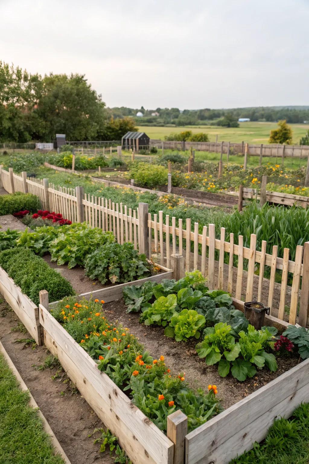 Short fences make perfect garden bed borders