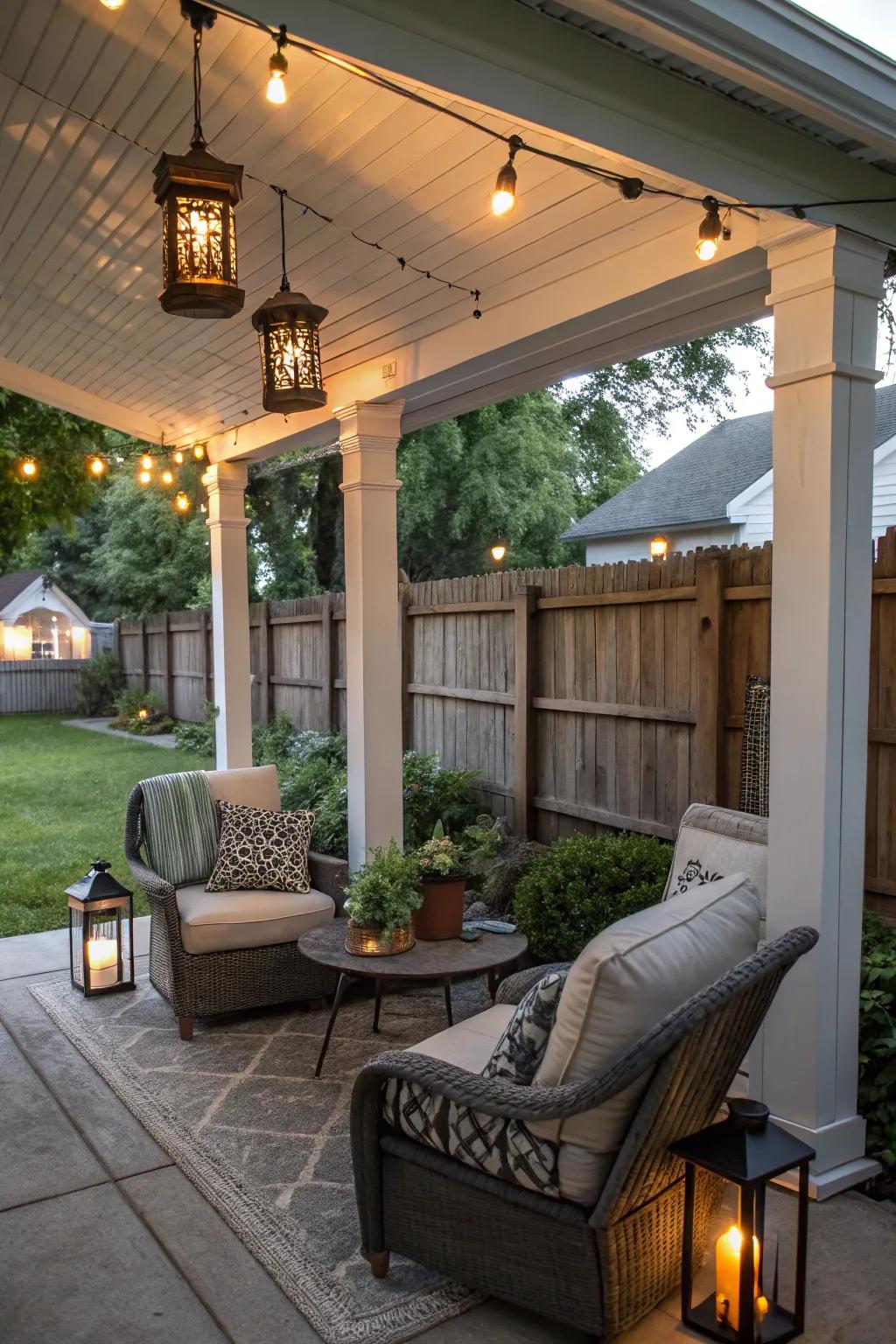 A hip roof provides style and effective water drainage.