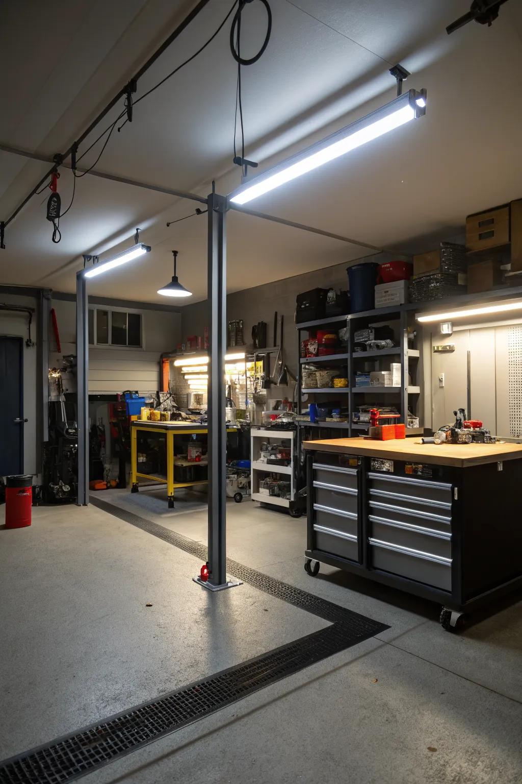 Good lighting transforms your garage into a welcoming space.