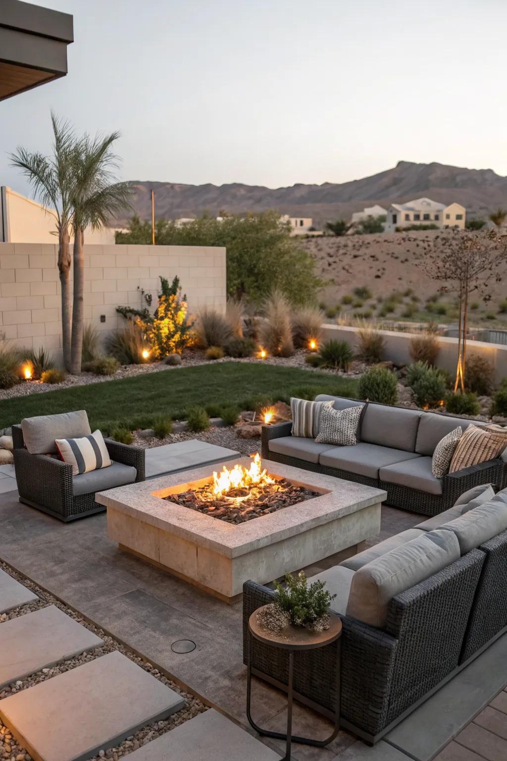 A fire pit adds warmth and ambiance to your yard.