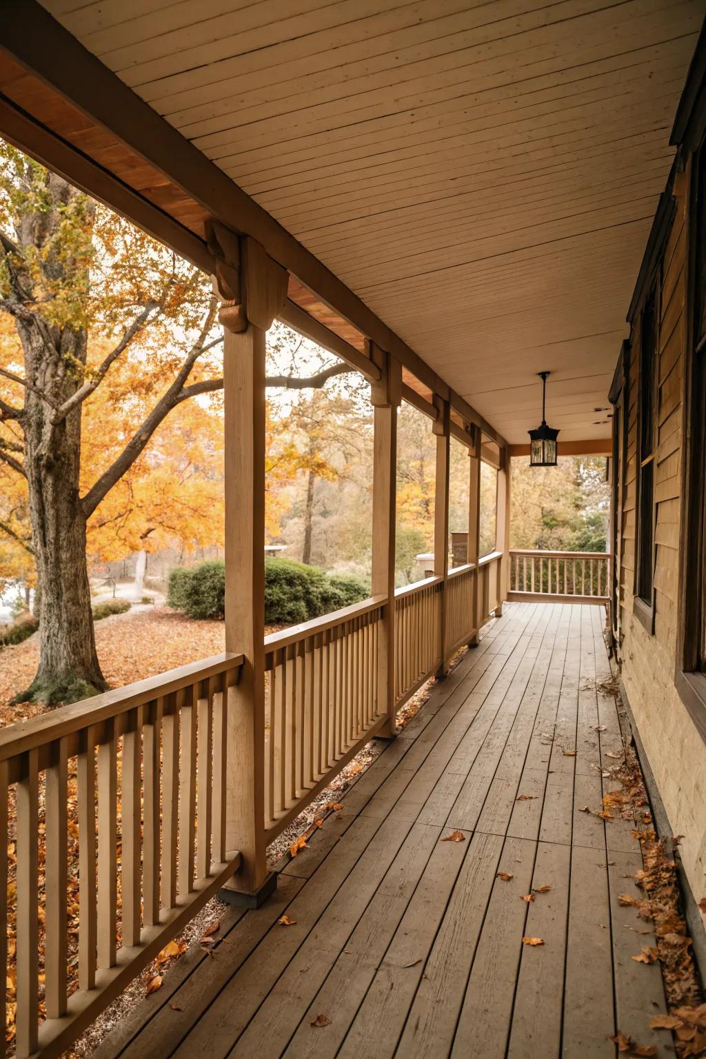 Simple railings complete the porch look while ensuring safety.