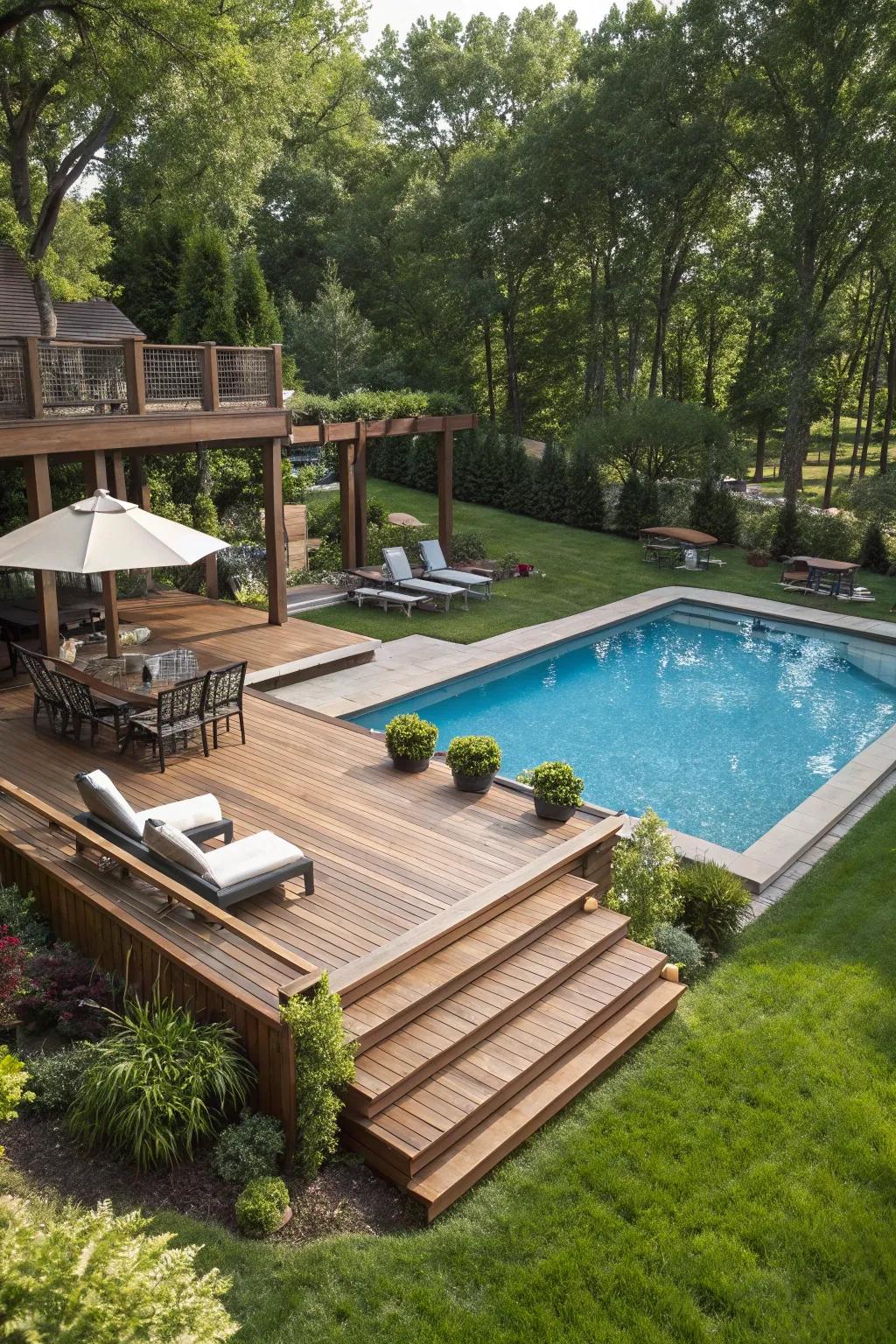 Multi-level decks provide functional and stylish connections.
