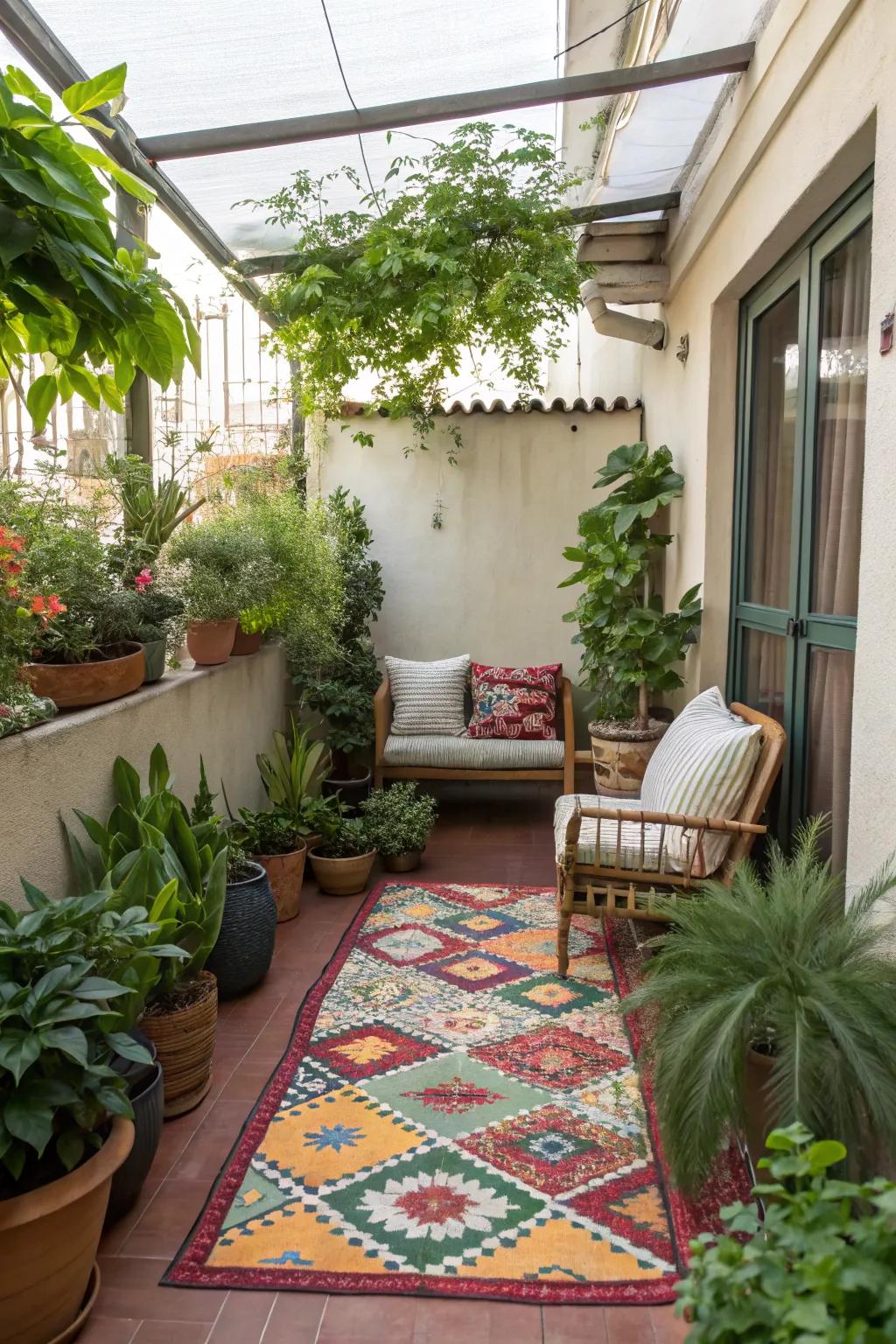 An outdoor rug adds charm and definition to your patio.