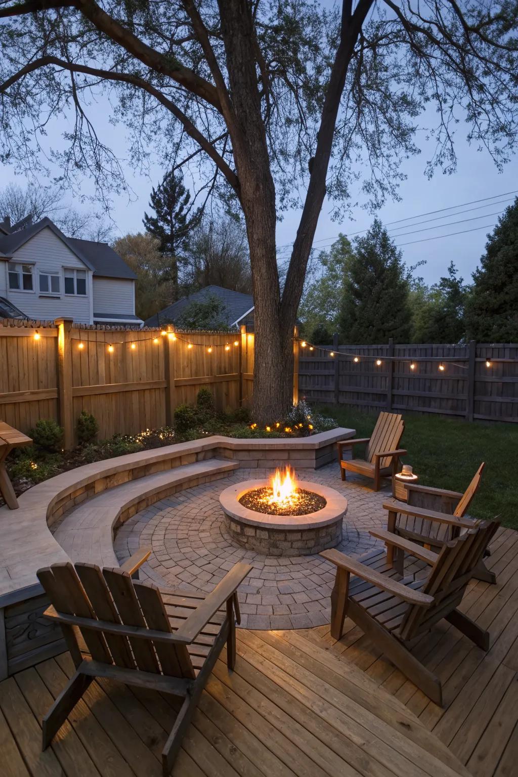 A firepit adds warmth and a gathering spot to any small deck.