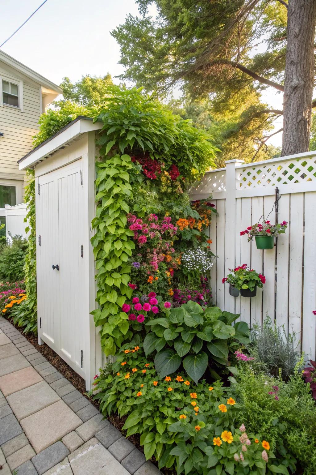 Vertical gardens add greenery and privacy in small spaces.