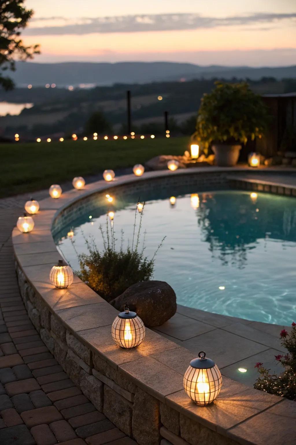 Creative lighting adds magic to your poolside at night.