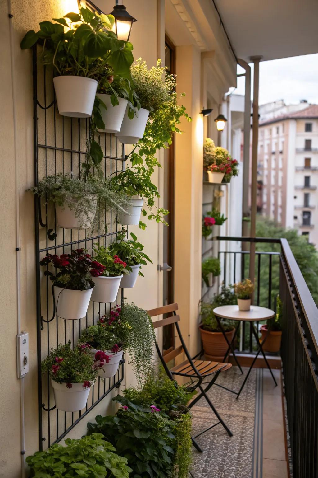 Maximize space with a vertical garden on your balcony.