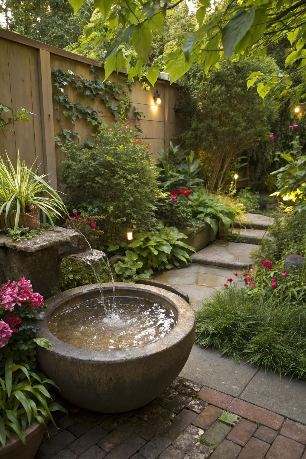 Add a calming touch with a mini water feature in your garden corner.