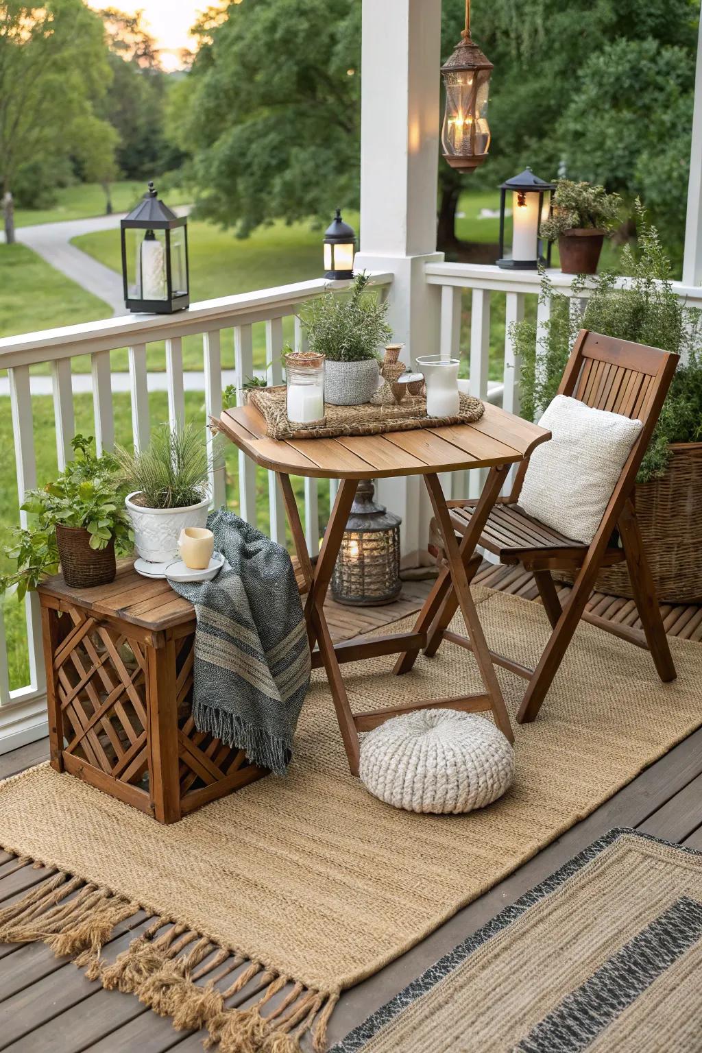 A rug adds warmth and charm to your deck area.