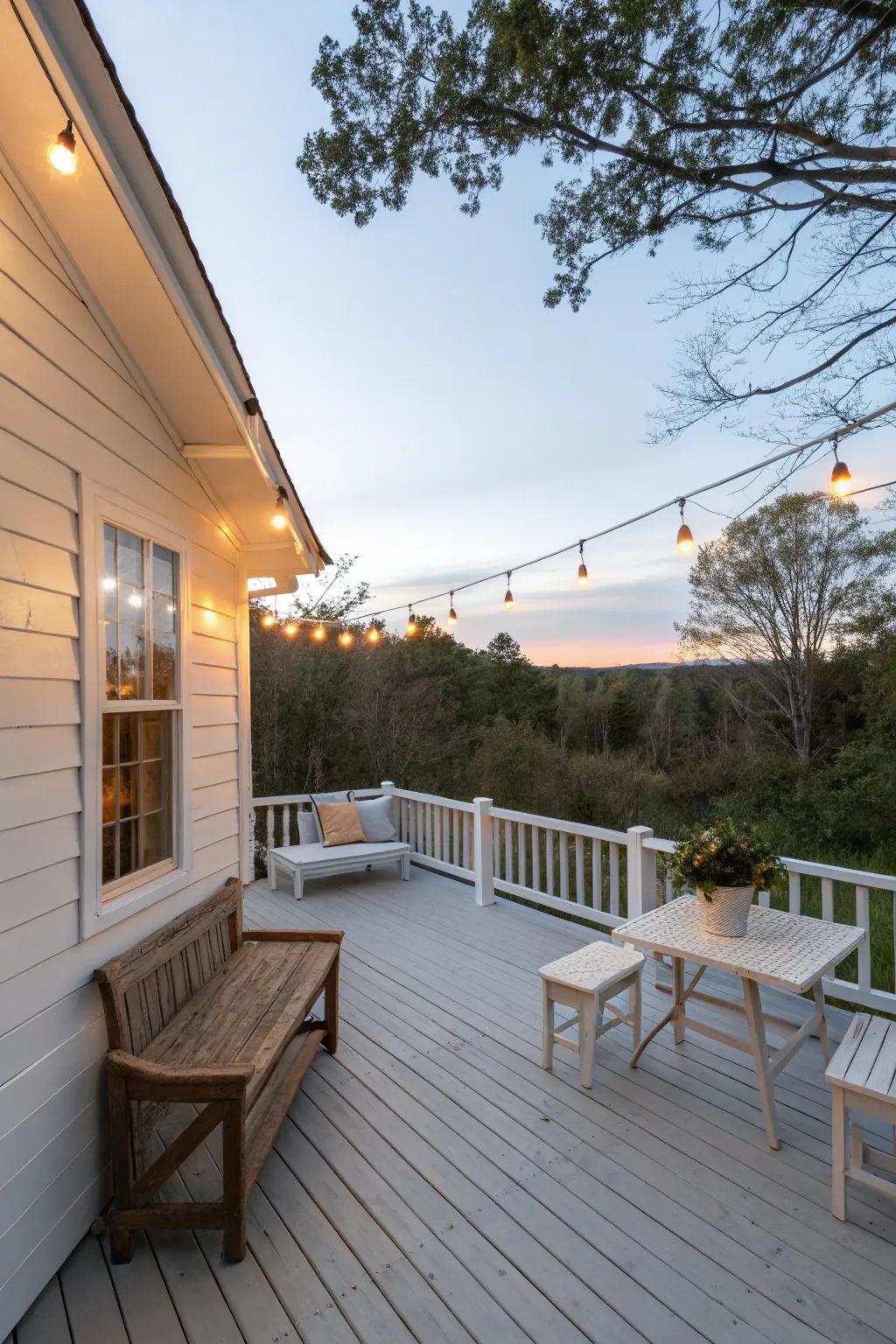 Light colors create an airy and open feel on small decks.