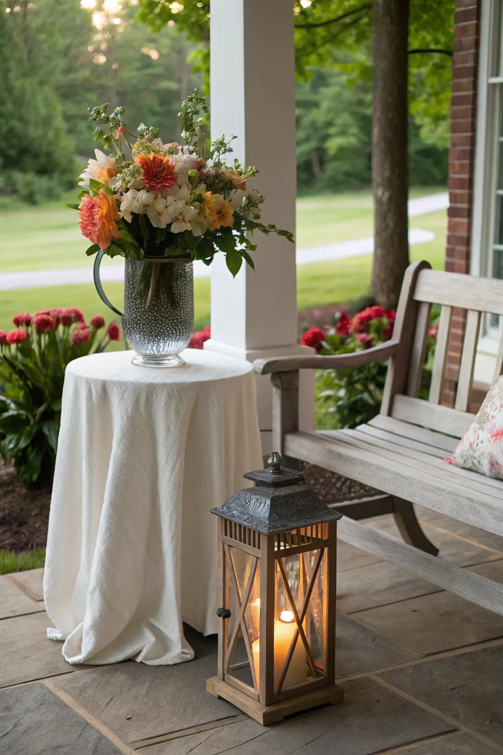 A side table adds function and style to your porch setup.