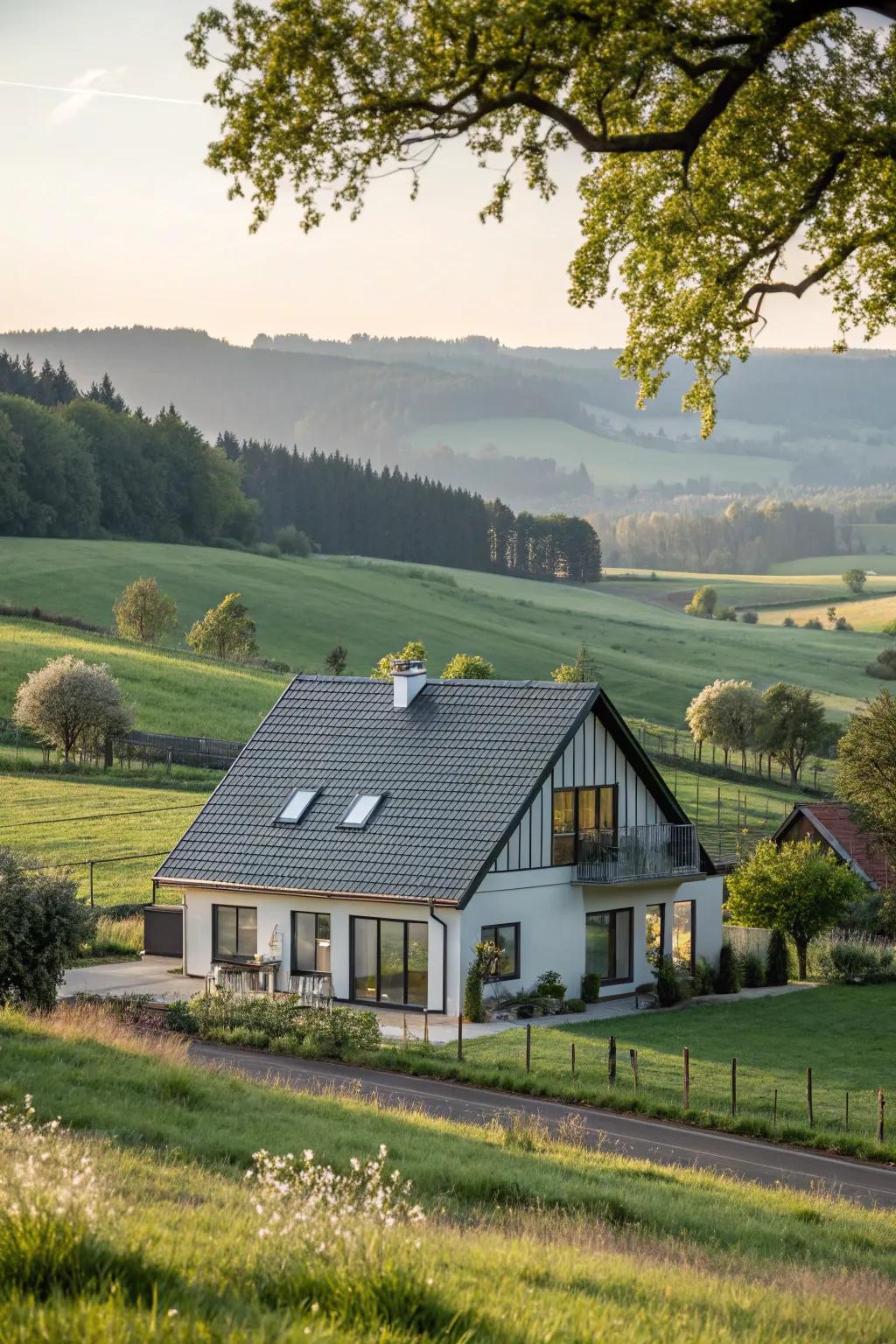 Modern farmhouse with a classic gabled roof