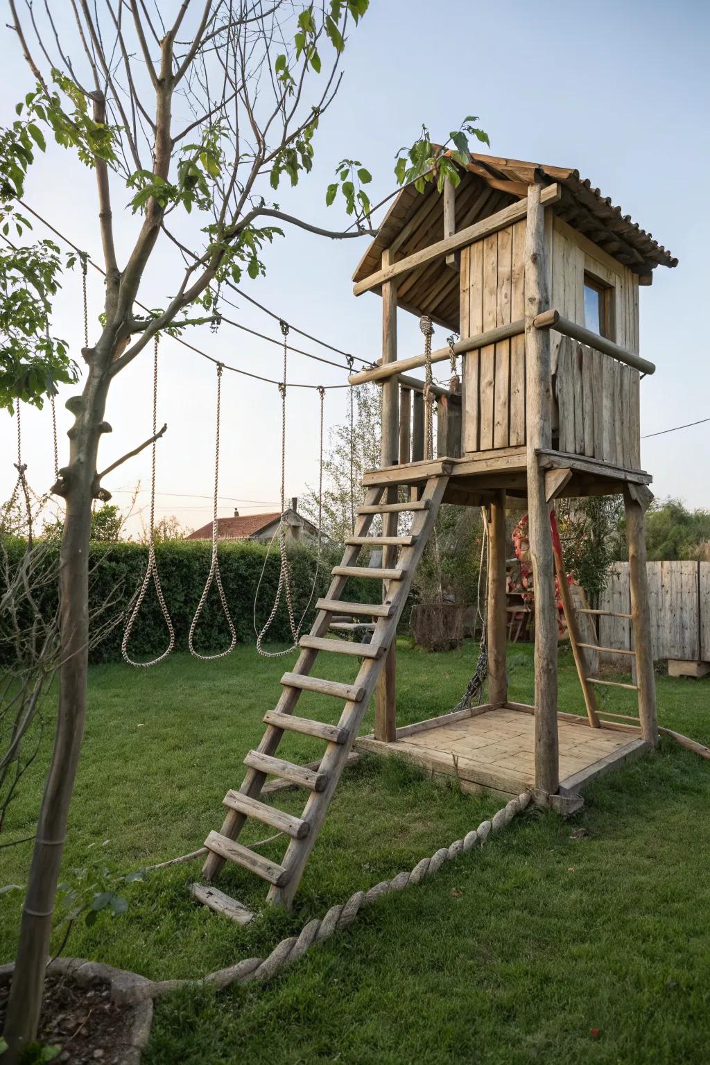 Mini climbing structures encourage active play.