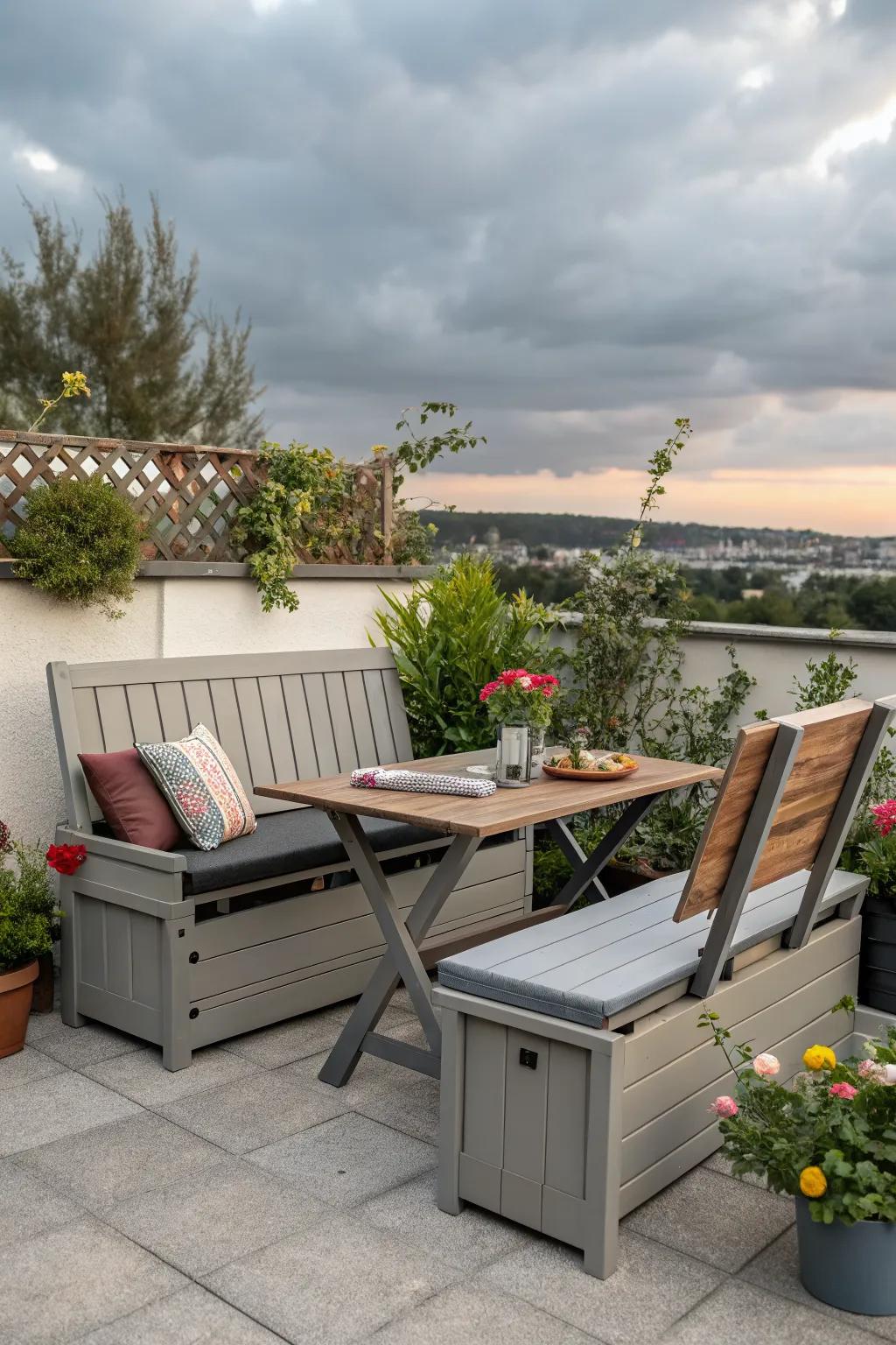 Multi-functional furniture maximizes space efficiency.
