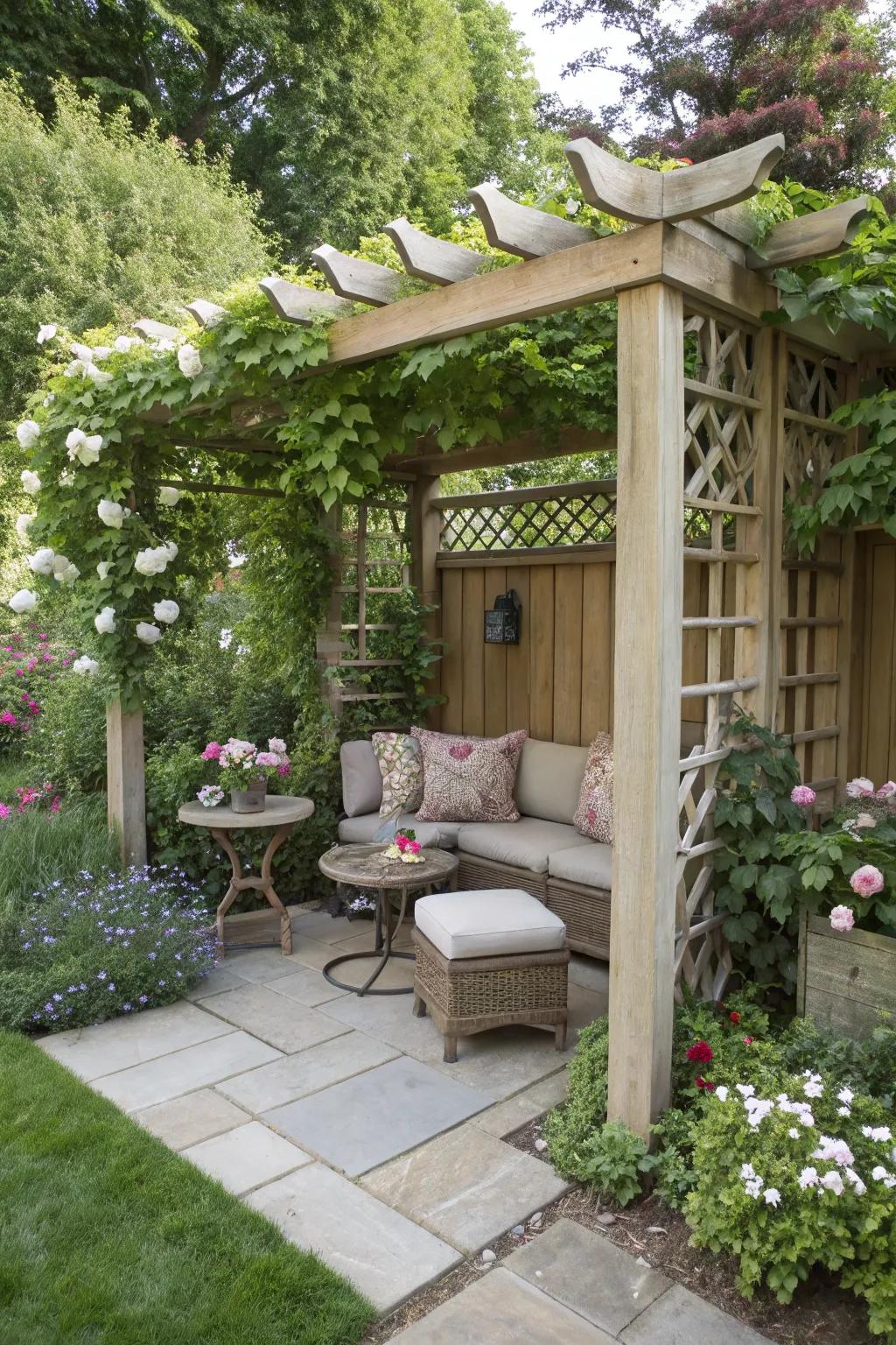 Corner pergolas are a smart use of space.
