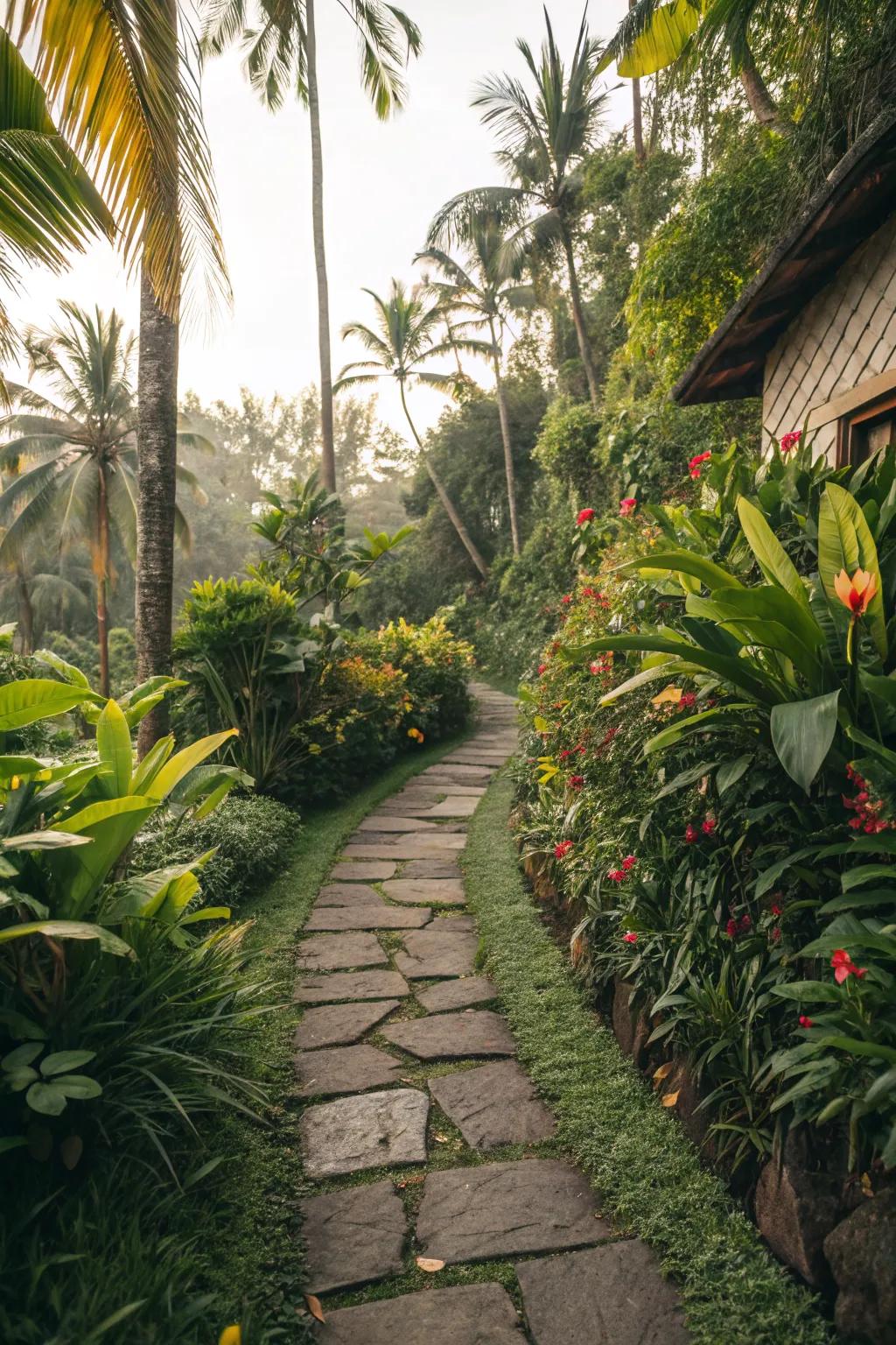 Pathways guide you elegantly through the tropical landscape.