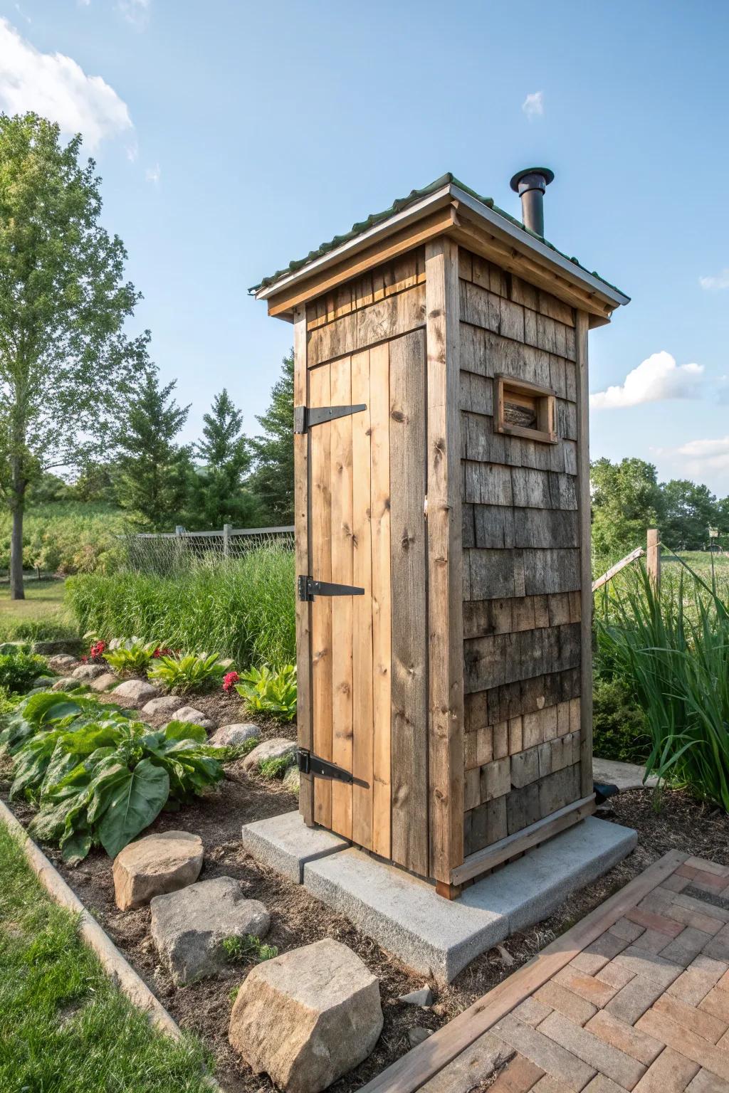 A unique DIY smokehouse made from reclaimed materials.