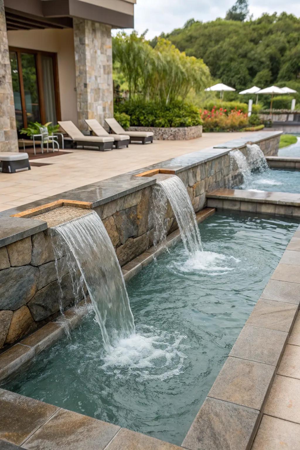 A triple spillway adds an extra layer of elegance.