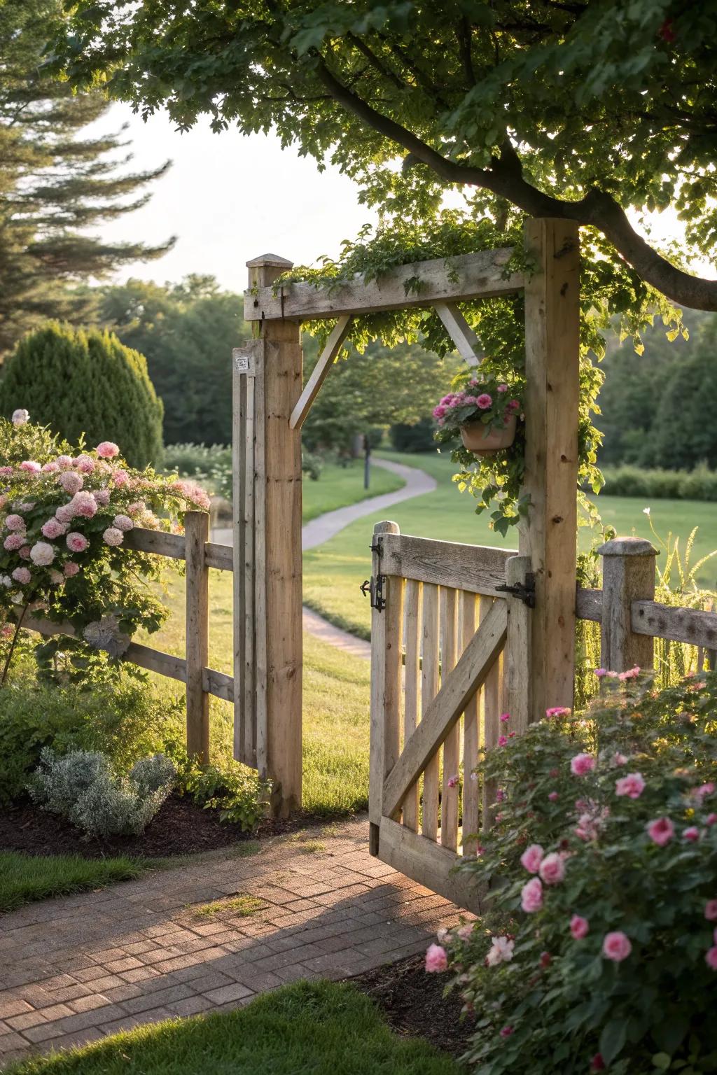 Natural wood finish enhances rustic charm.