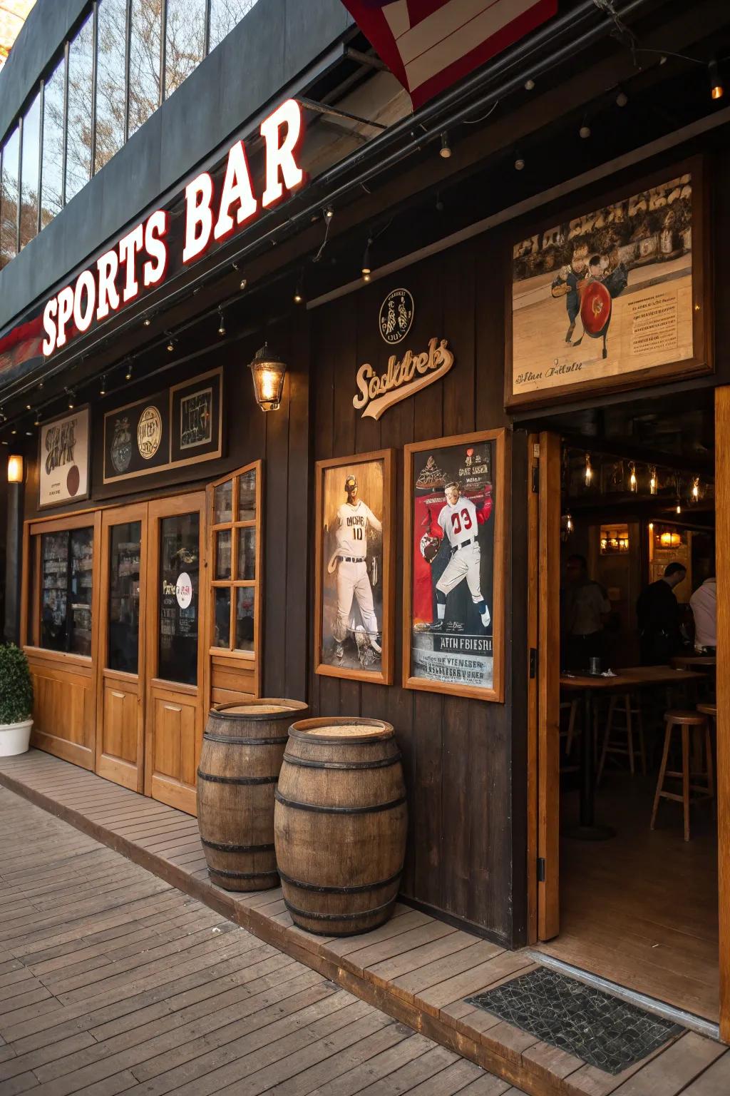 Thematic decor that reflects a passion for sports.