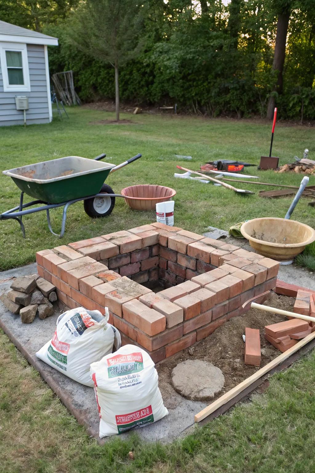 Channel your inner DIY enthusiast with a homemade brick fire pit.