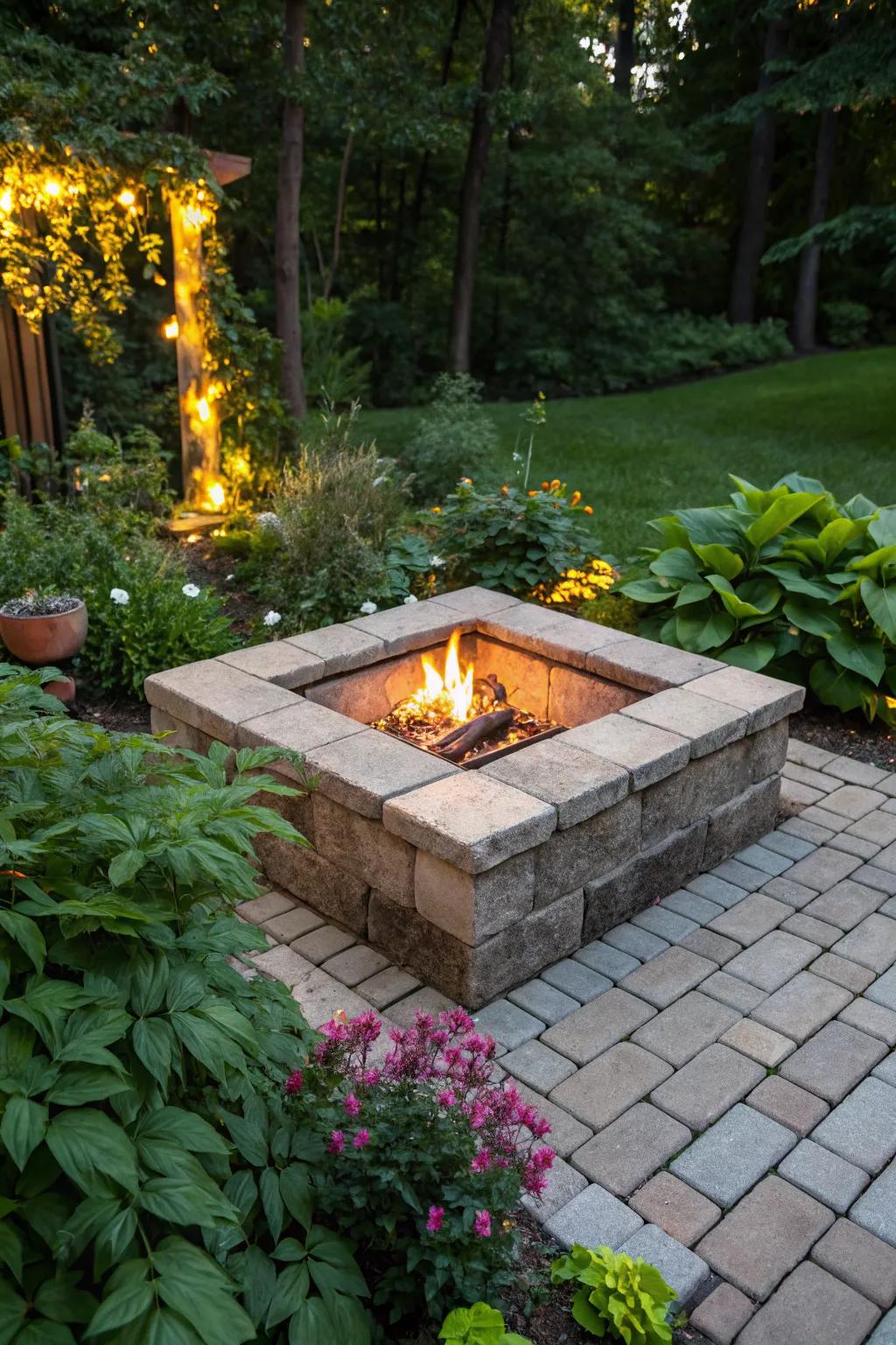 Recycled pavers bring both sustainability and style to your fire pit.