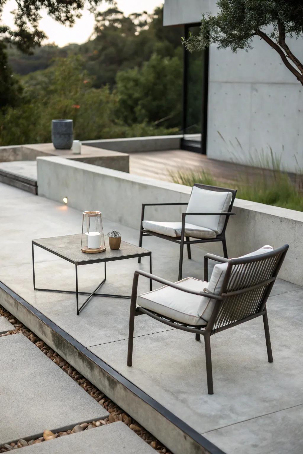 Modern minimalism brings a sleek, elegant vibe to your patio.