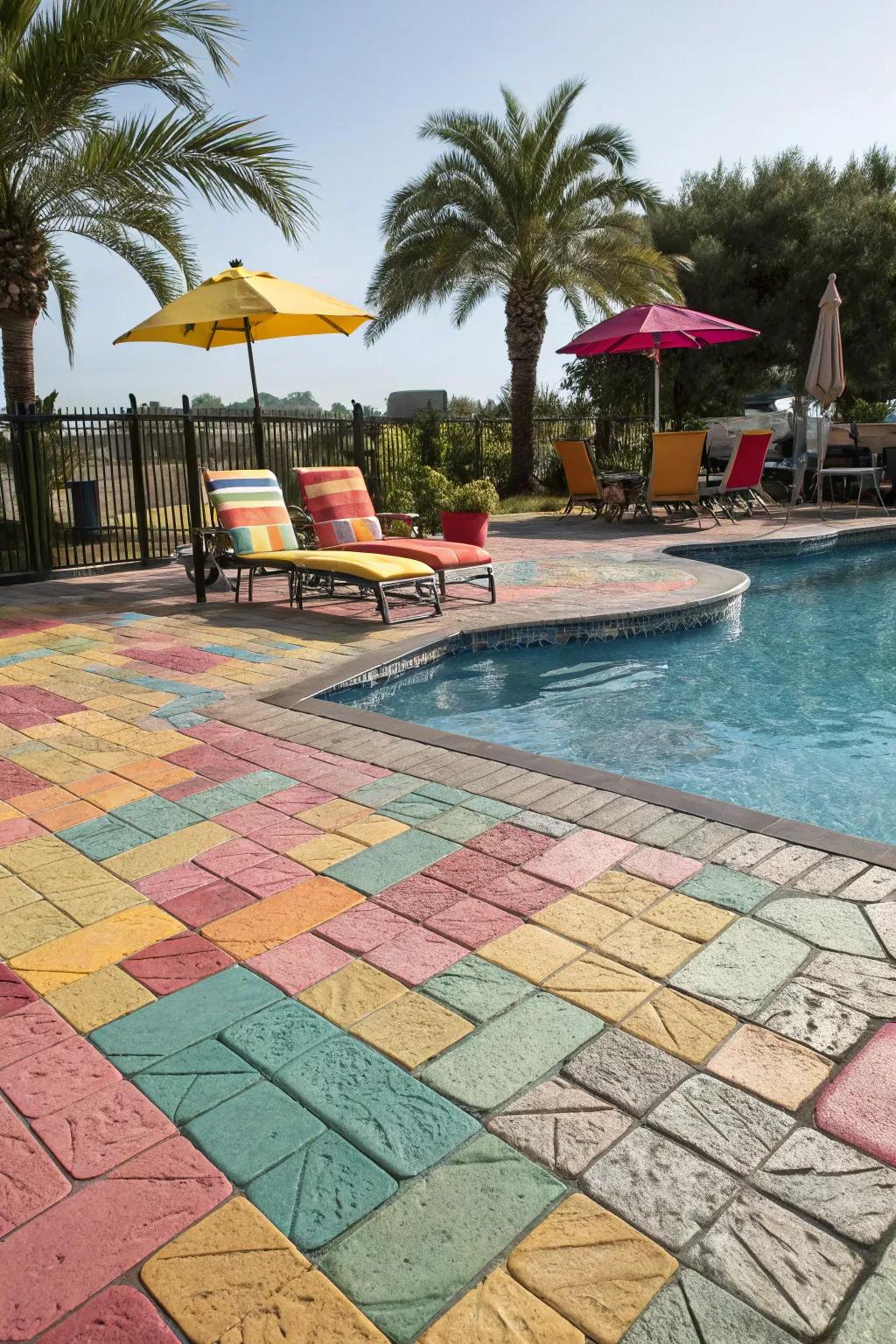 Colored concrete can enhance your pool area's vibrancy.