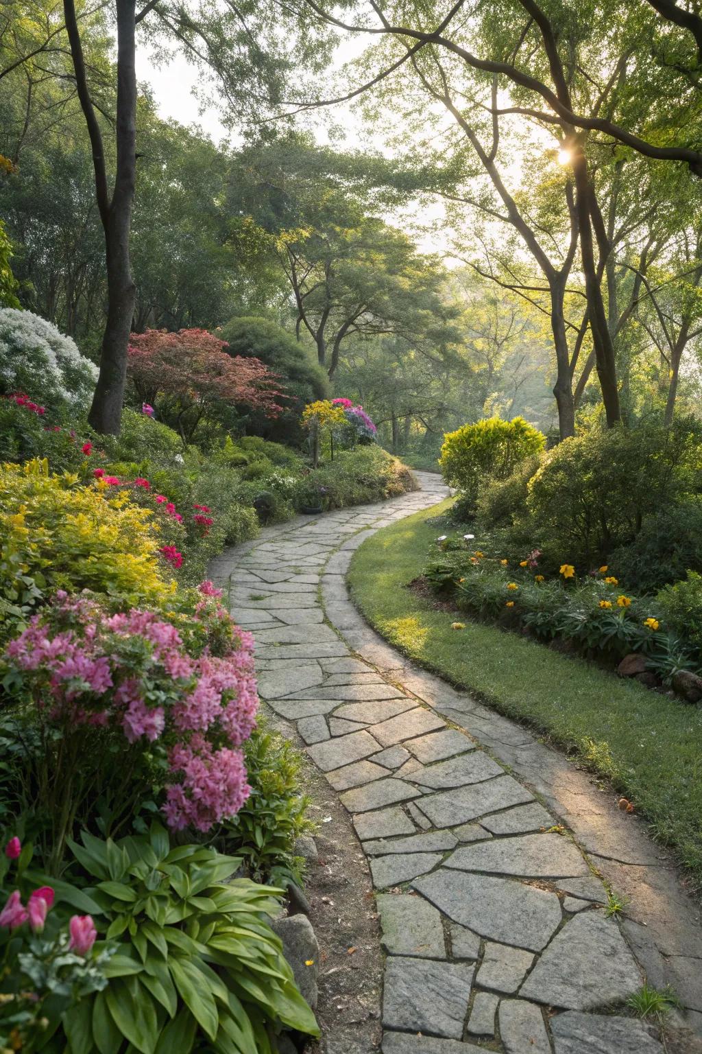 Guide your guests with elegant stone steps and pathways.