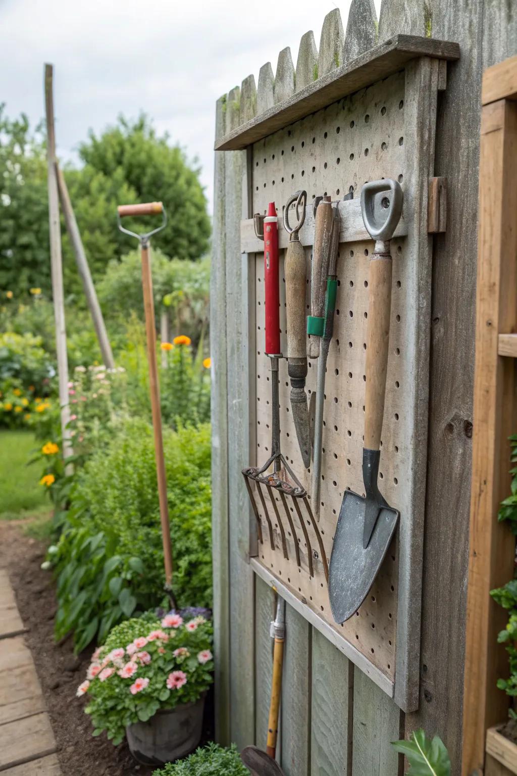Pegboards provide adaptable and accessible tool storage.