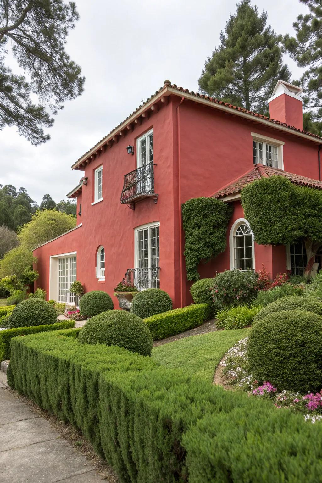 Stucco house with a bold color choice.