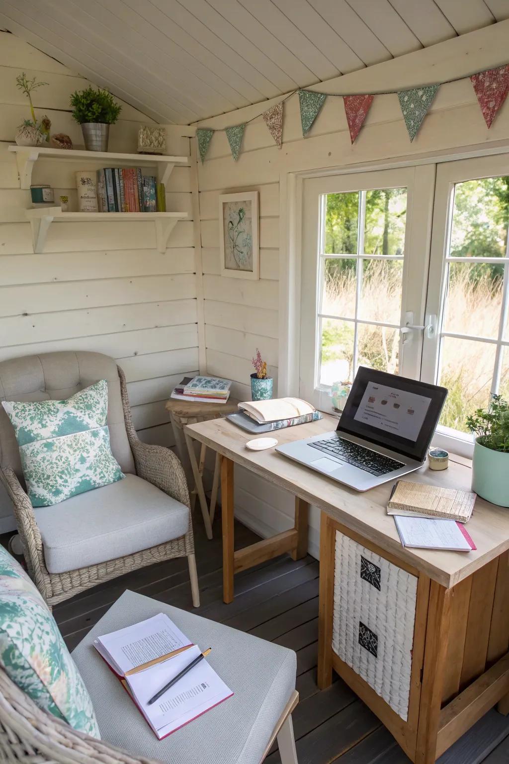 A summerhouse tailored for both work and leisure.