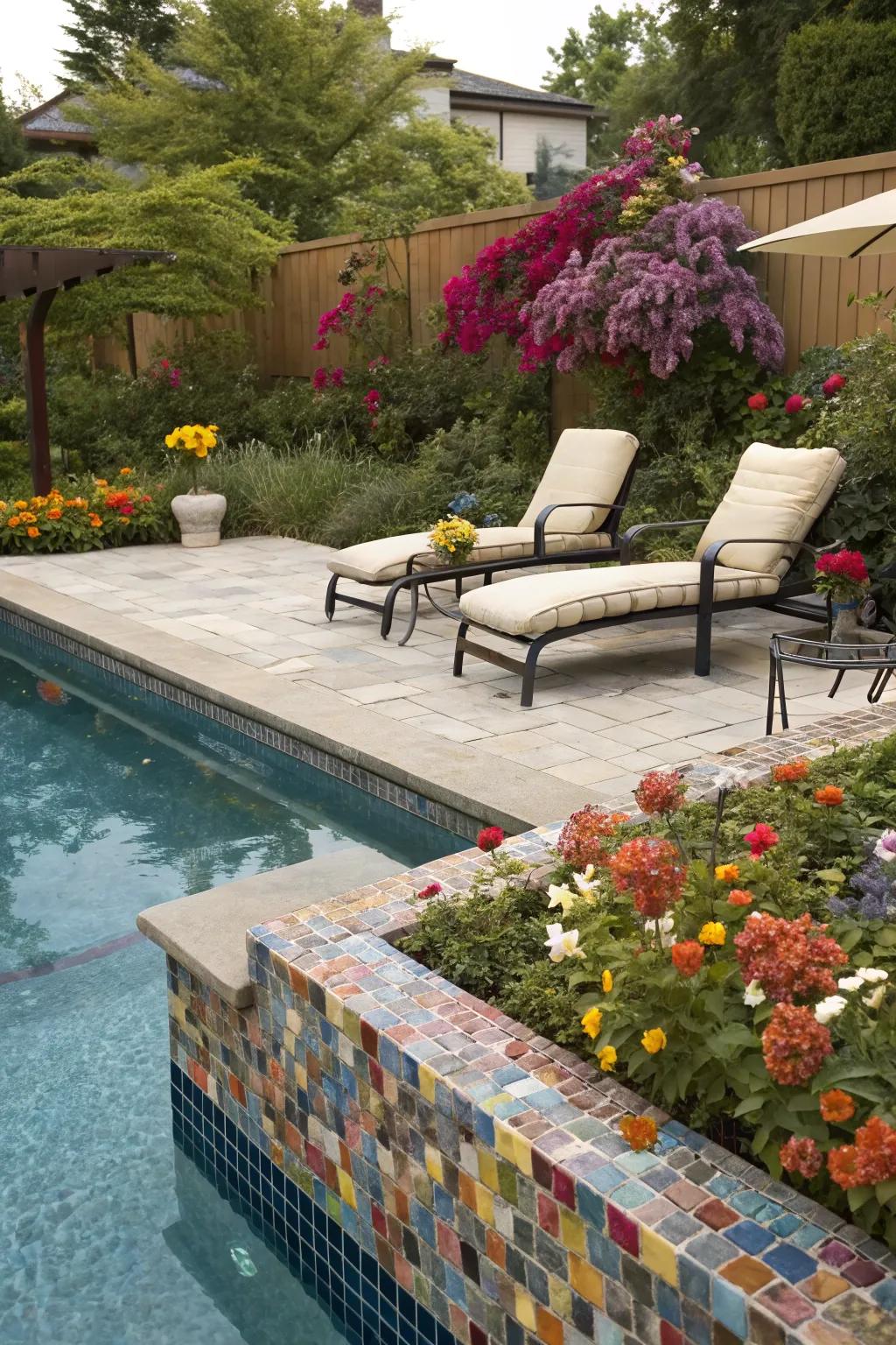 Tile coping adds a splash of color to your pool.