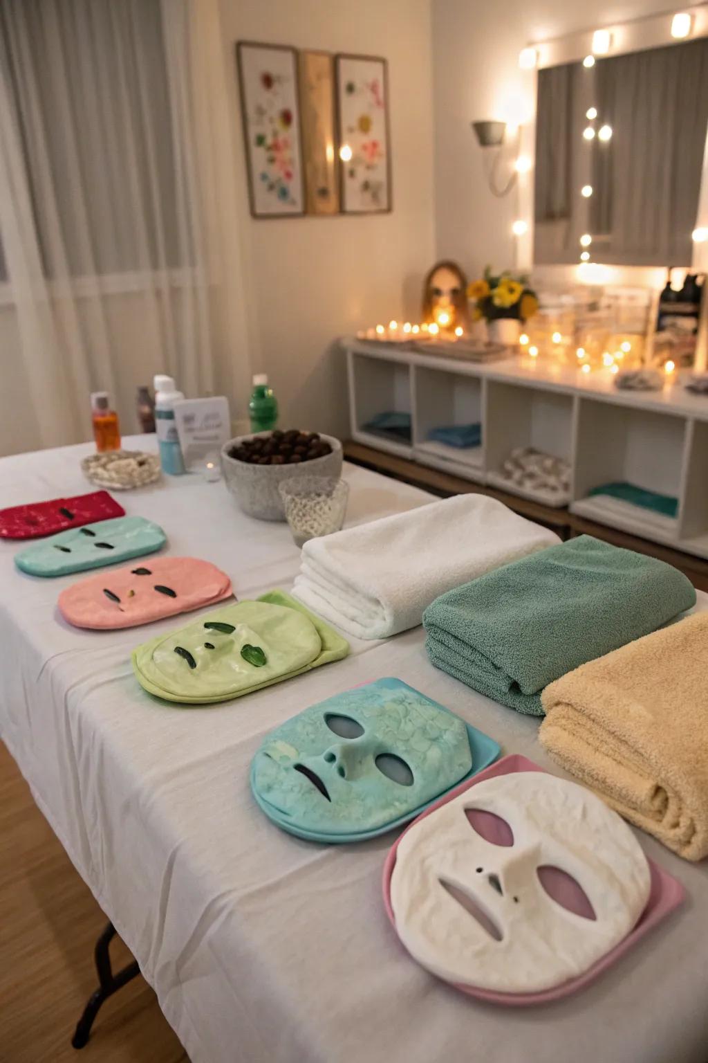 A facial mask station invites guests to indulge in some self-care.