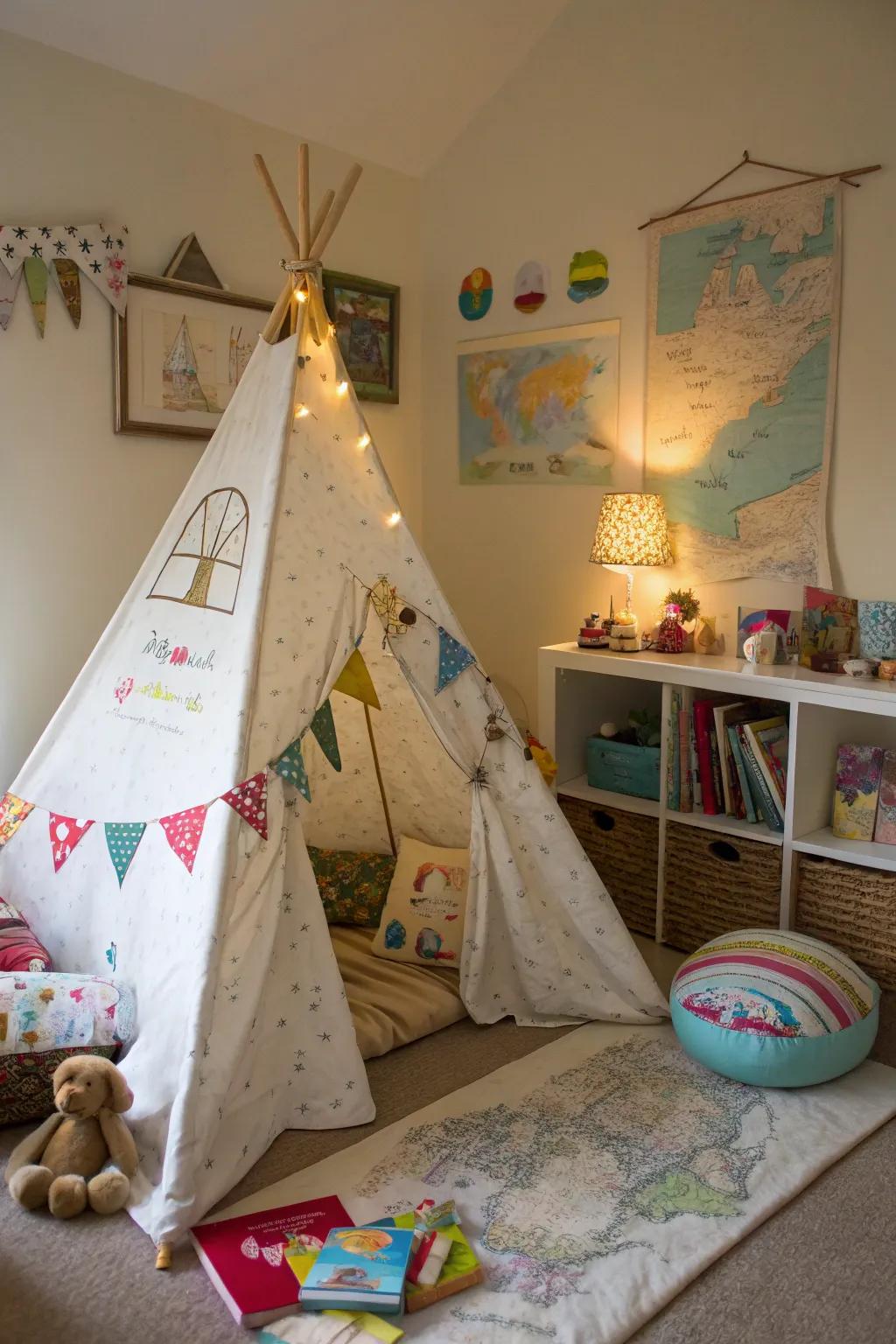 An adventure-themed teepee fuels endless imaginative play.