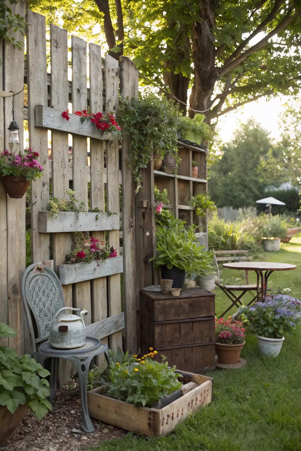 DIY pallet fencing gives a rustic charm to your garden.